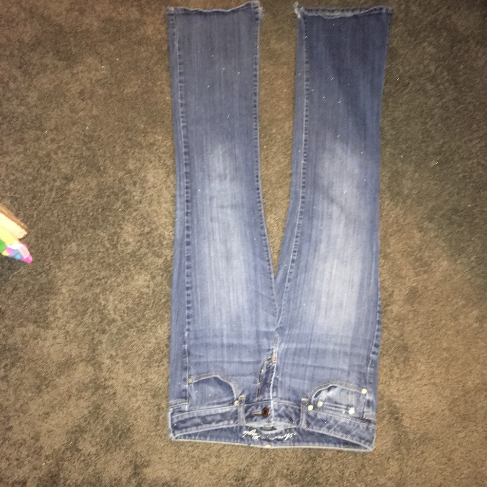 American Eagles Jeans 8 long low rise split bottom